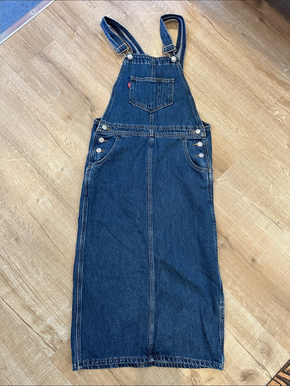 Rare Levi’s Premium Classic Dark Wash Denim Overall Midi Skirtall